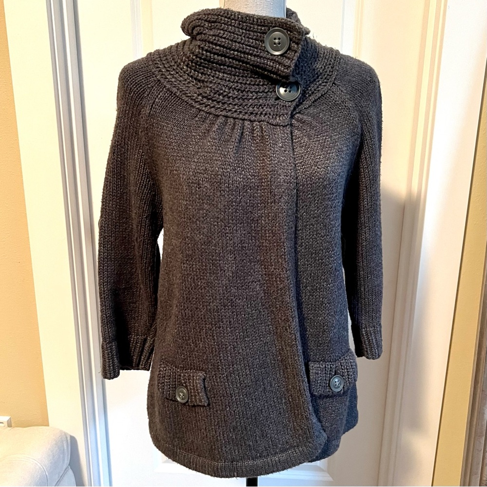 Caslon Gray Cardigan Wrap long sleeve boho layering sweater
